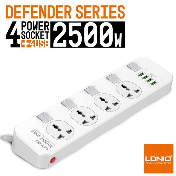 LDNIO Defender Series 4 USB/4 Socket Extension wire cord