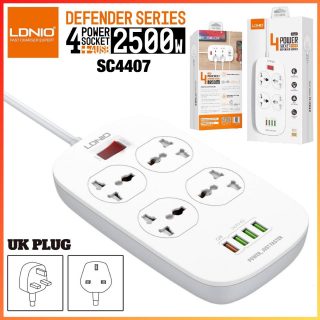 Extension Power Cord/LDNIO SC4407/4 Power Socket With 4 USB