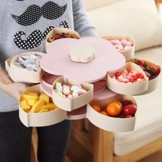 Rotatable Storage Container Flower Petal Snacks Box