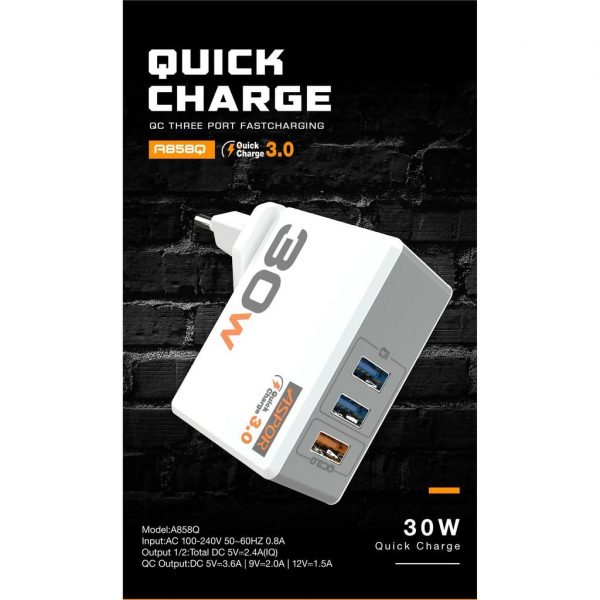 Aspor A858 3 0 USB Quick Charge Adapter/3 in 1